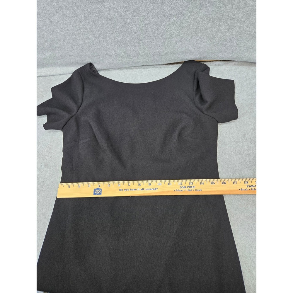 Trina Turk Black Metallic Floral Ruffle Hem Cocktail Dress Short Sleeve 2 LBD - Picture 9 of 10